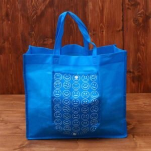 Foldable Reusable Smiley Printed Shopping Bag (Random Colour)
