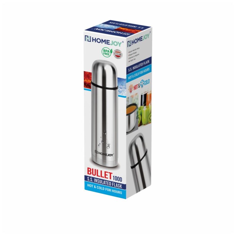 HomeJoy Hot & Cold Bullet Flask 1000 ml with Pouch + Free Bottle Brush