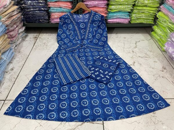 Beautiful Indigo Print Kurti with matching pant and dupatta set - Image 7