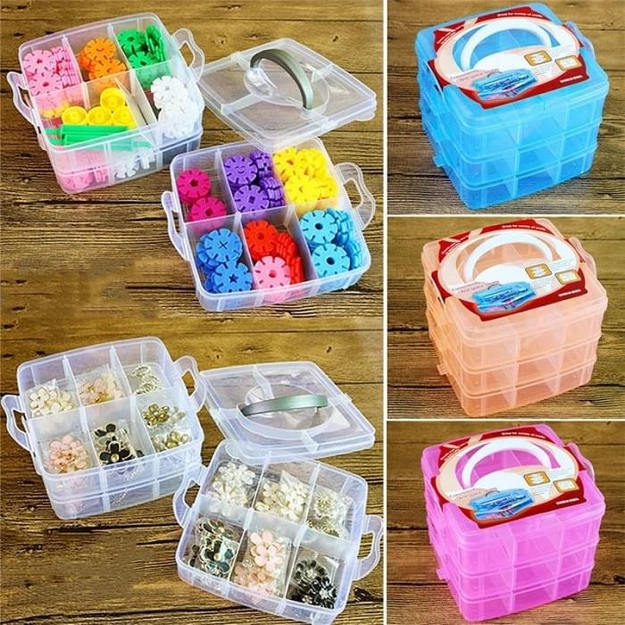 3 Layer 18 Grid Plastic Transparent Jewelry Storage Box