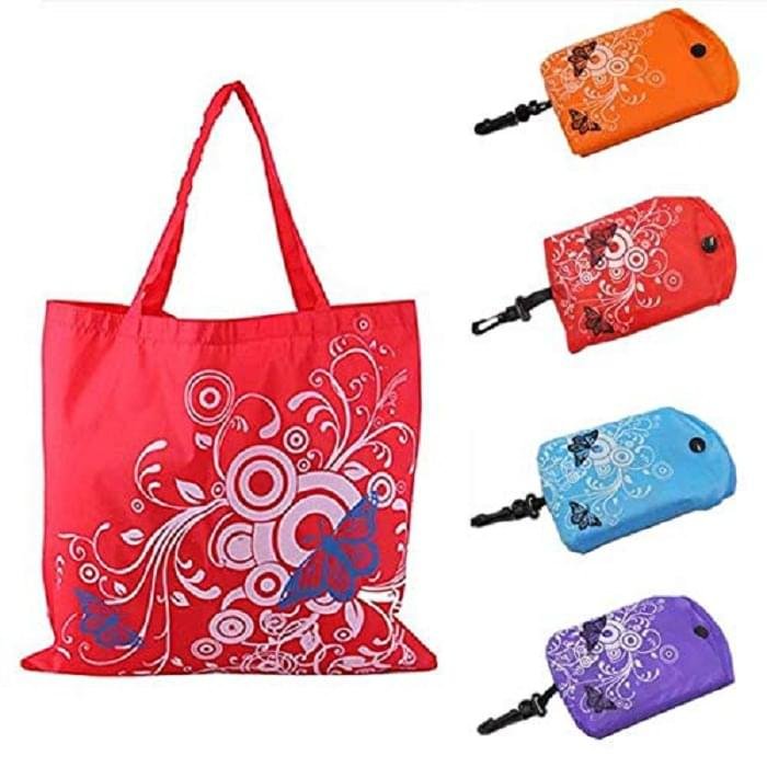 Butterfly Design Folding Shopping Bag with Clip